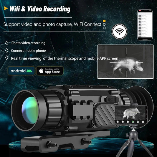 AH35/50L Thermal Imaging Sight Scope IP67 Waterproof Laser Ranging Pseudo-Color Heat Monocular Camcorder Hunting Aiming Thermographic